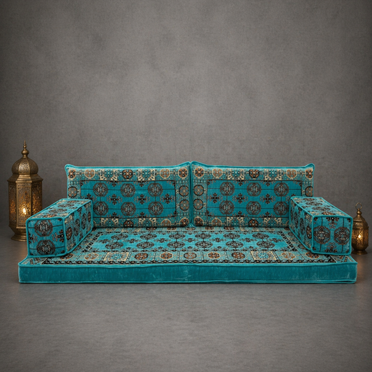 3 Seater Sofa - Traditional : Turquoise